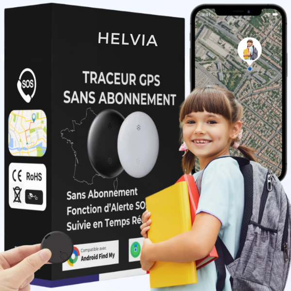 Helvia – Traceur GPS Enfant Sans Abonnement, Compatible Android & iOS