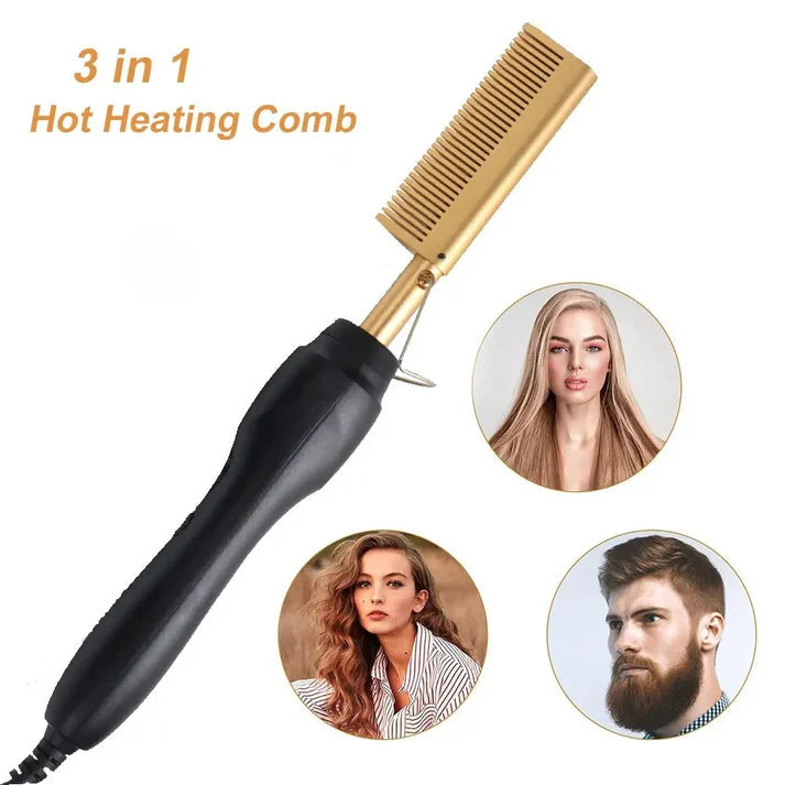 Peigne Chauffant Électrique pour Cheveux | Stylisme Rapide et Sûr à Domicile