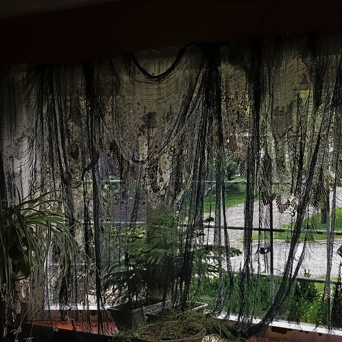 Tissu Noir Halloween | Décoration Suspendue Effrayante et Flexible
