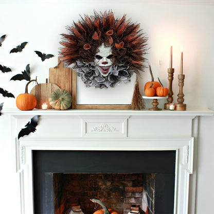 Couronne de Clown Effrayant pour Halloween | Décoration Terrifiante et Facile à Suspendre
