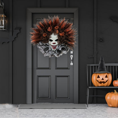 Couronne de Clown Effrayant pour Halloween | Décoration Terrifiante et Facile à Suspendre
