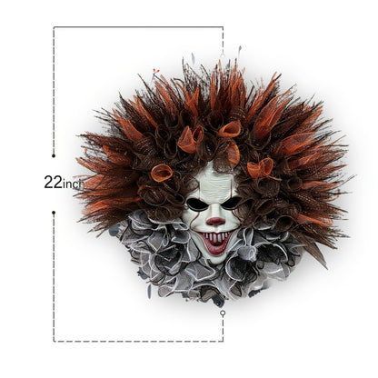Couronne de Clown Effrayant pour Halloween | Décoration Terrifiante et Facile à Suspendre