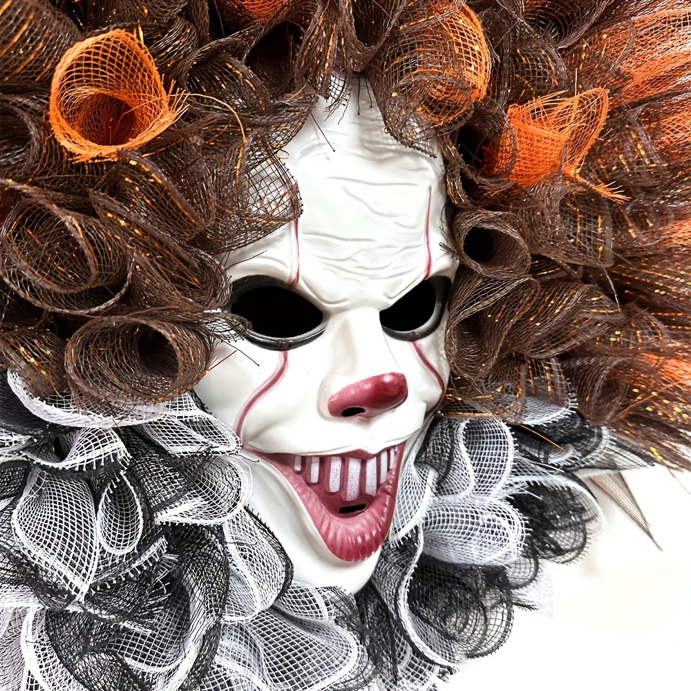 Couronne de Clown Effrayant pour Halloween | Décoration Terrifiante et Facile à Suspendre