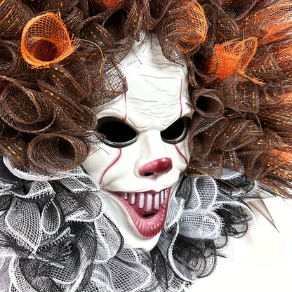 Couronne de Clown Effrayant pour Halloween | Décoration Terrifiante et Facile à Suspendre