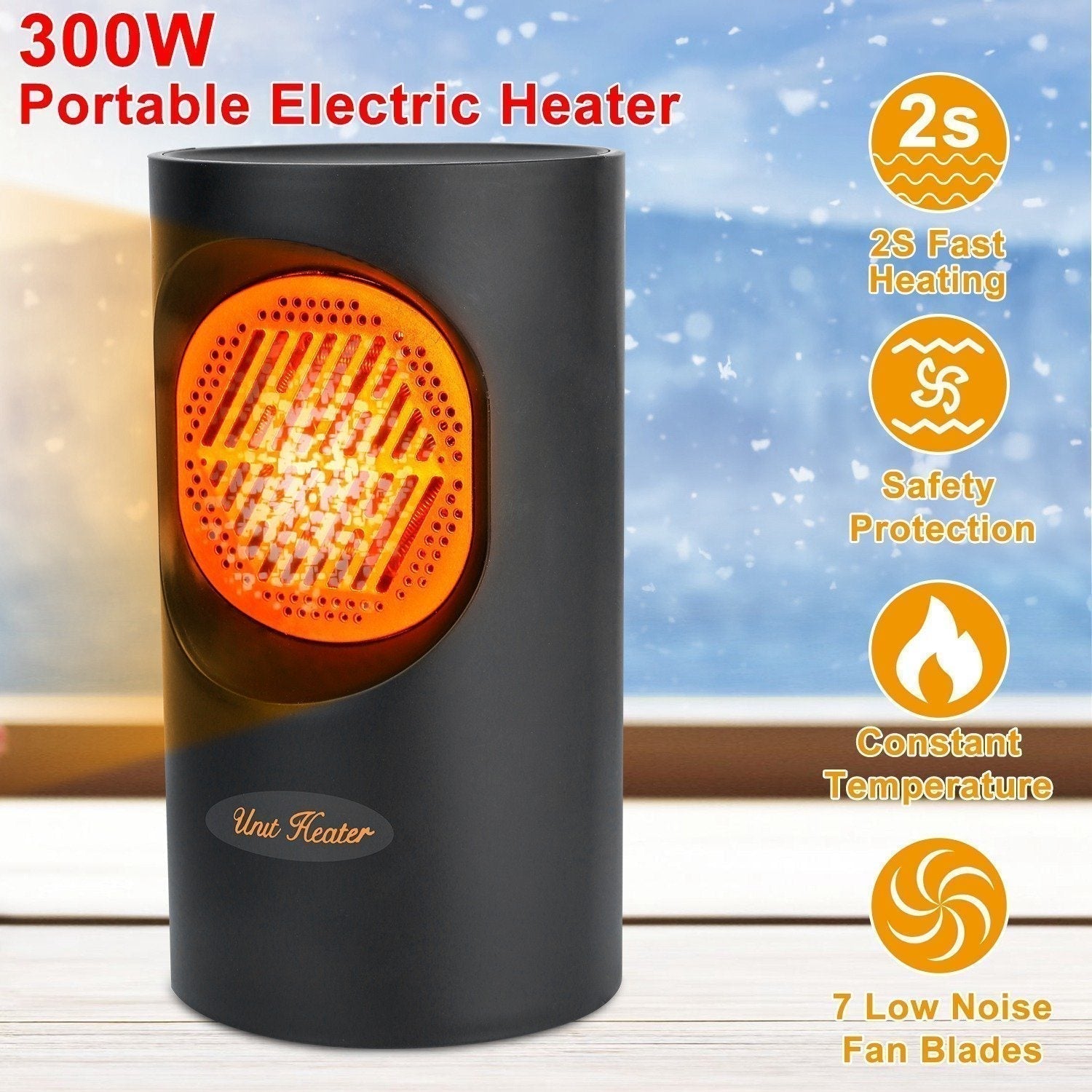 Chauffage Électrique Portable 300W | Chaleur Instantanée et Silencieuse