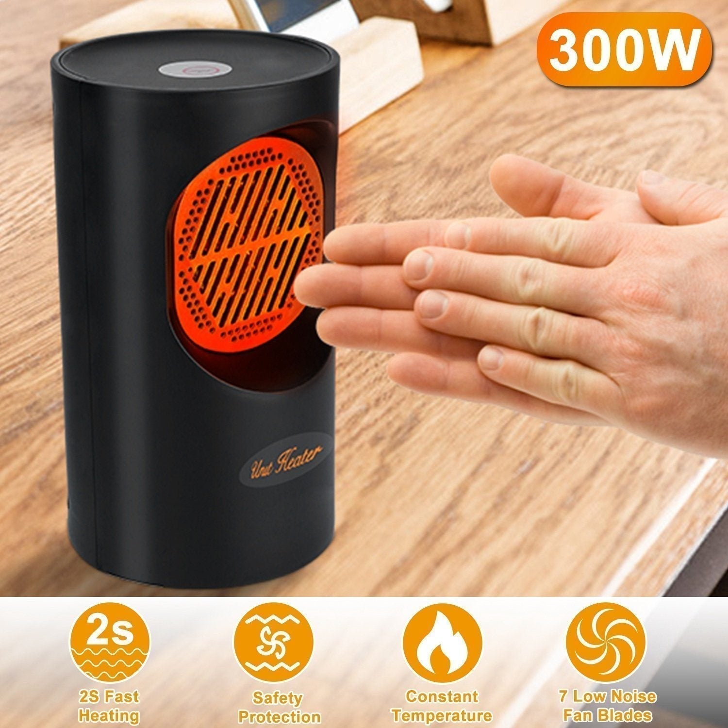 Chauffage Électrique Portable 300W | Chaleur Instantanée et Silencieuse