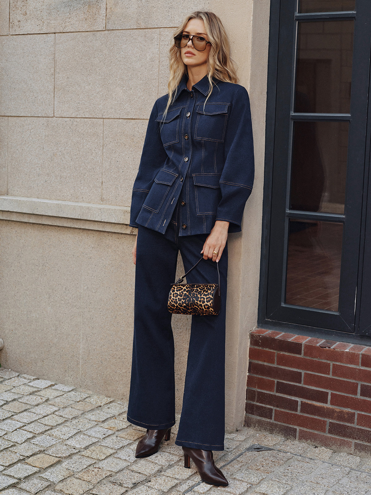 Veste en Denim pour Femme | Couture Contrastée et Confort Élastique