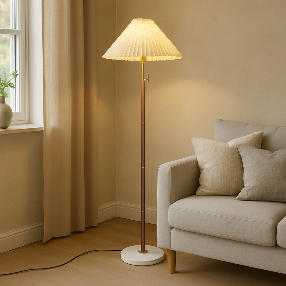 Lampe de Sol Vintage en Bois | Design Élégant et Atmosphère Chaleureuse