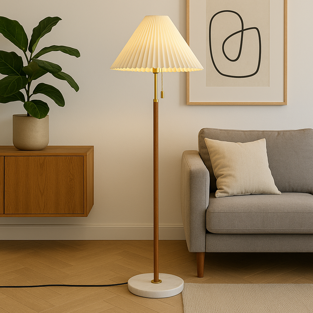 Lampe de Sol Vintage en Bois | Design Élégant et Atmosphère Chaleureuse