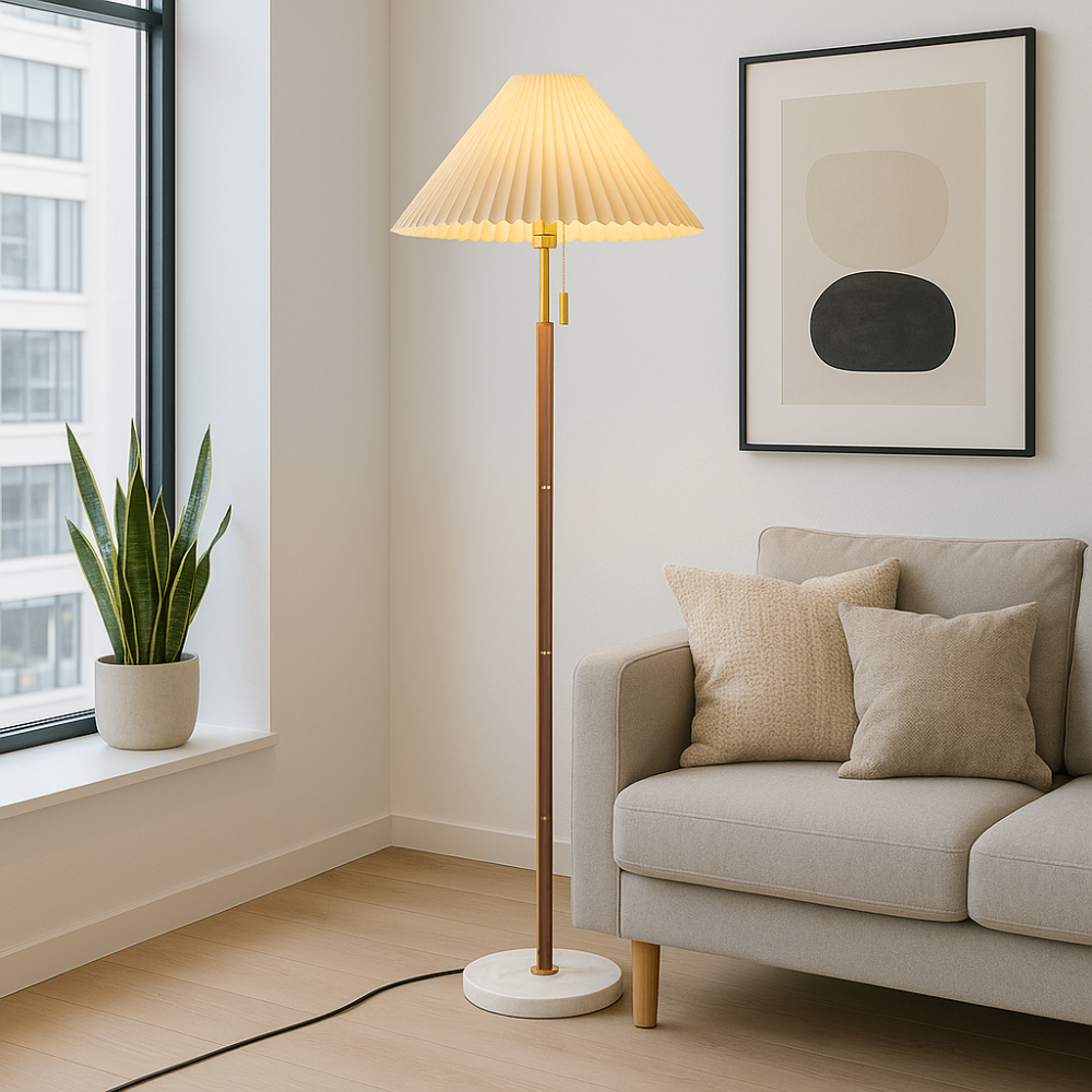 Lampe de Sol Vintage en Bois | Design Élégant et Atmosphère Chaleureuse