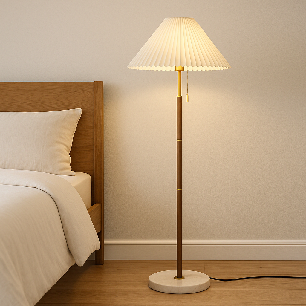 Lampe de Sol Vintage en Bois | Design Élégant et Atmosphère Chaleureuse