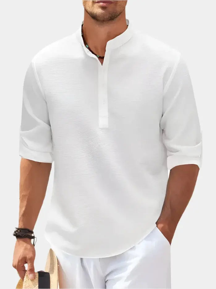 T-shirt à Manches Longues Homme | Col Henley Classique et Polyvalent