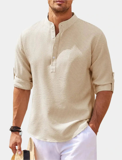 T-shirt à Manches Longues Homme | Col Henley Classique et Polyvalent