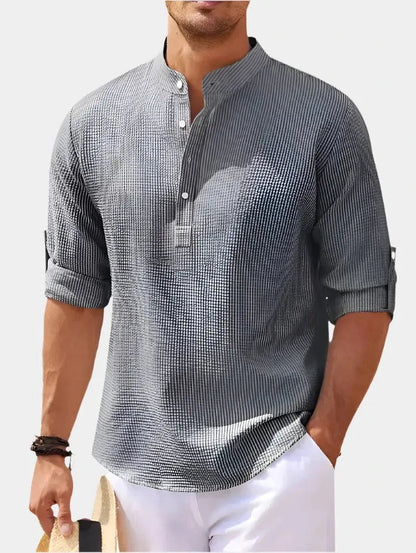 T-shirt à Manches Longues Homme | Col Henley Classique et Polyvalent