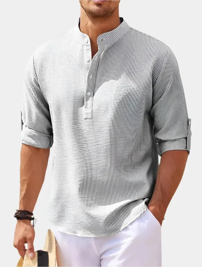 T-shirt à Manches Longues Homme | Col Henley Classique et Polyvalent