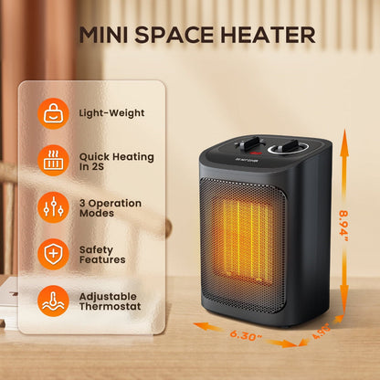 Radiateur Électrique Compact et Efficace | Chaleur Rapide et Silencieuse pour Chambre