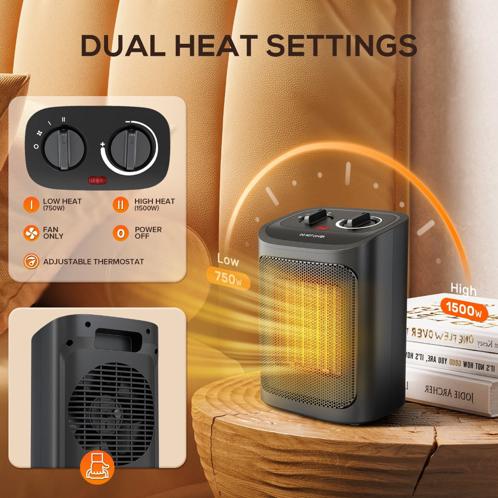 Radiateur Électrique Compact et Efficace | Chaleur Rapide et Silencieuse pour Chambre