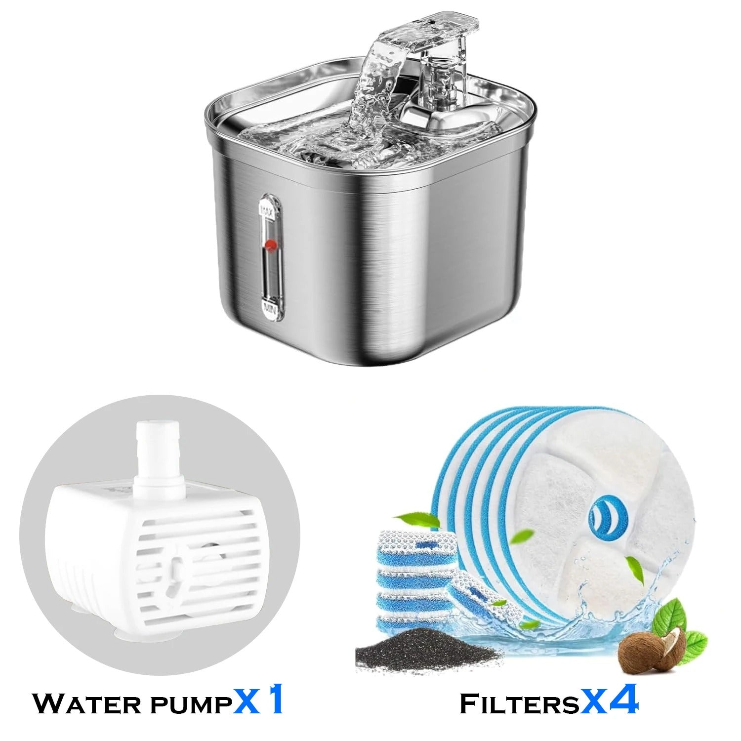Fontaine à Eau pour Chats | Acier Inoxydable et Silencieuse