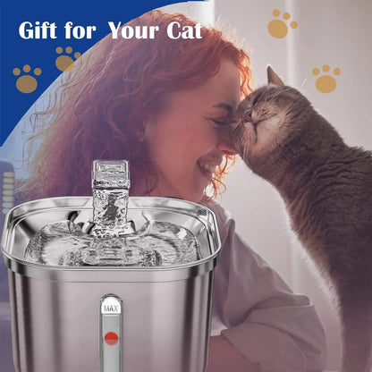 Fontaine à Eau pour Chats | Acier Inoxydable et Silencieuse