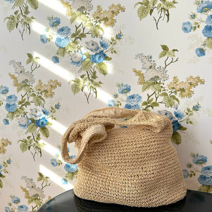 Sac de Plage en Paille Bohème | Rangement Spacieux et Élégant