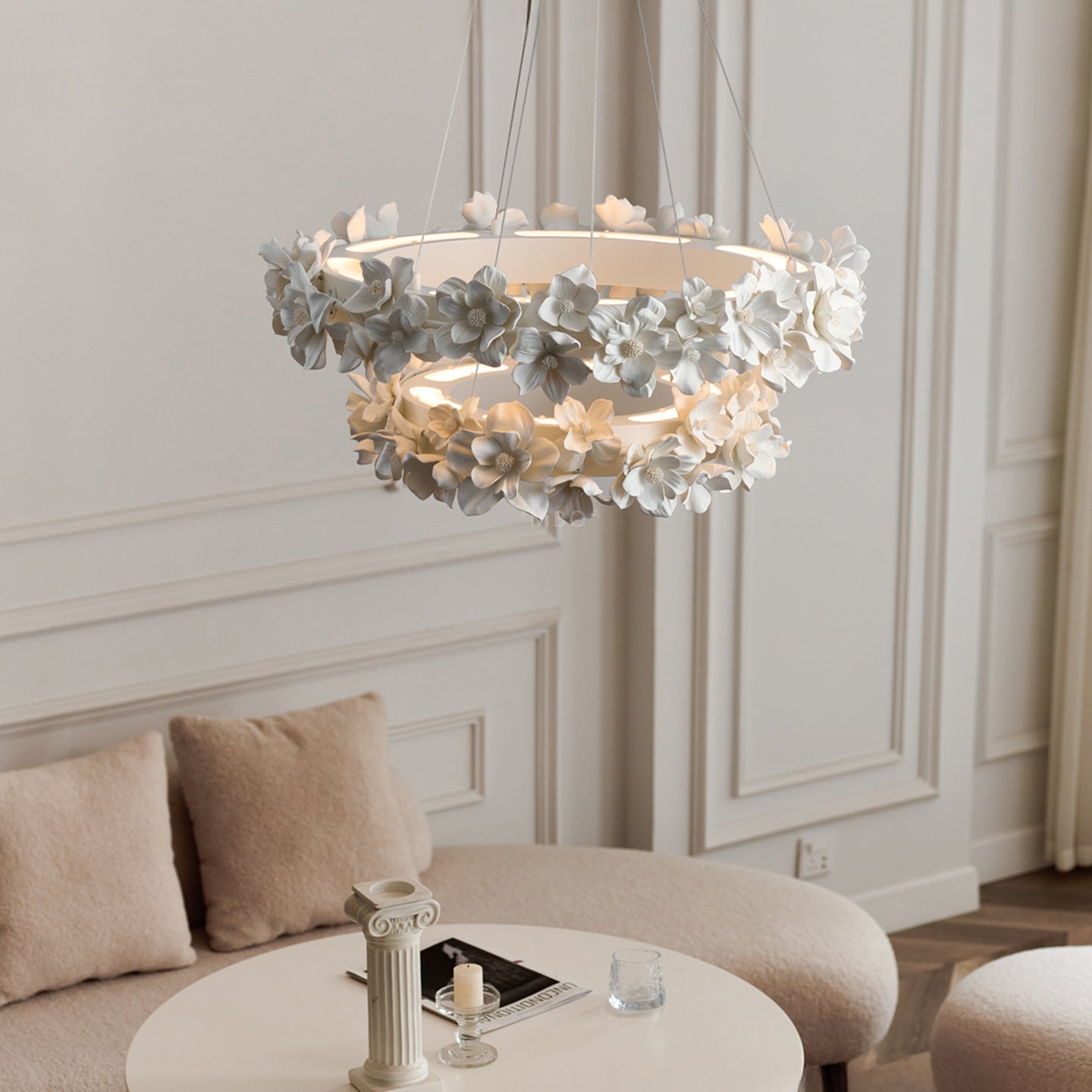 Lustre en Fleurs de Céramique | Élégance Romantique et Chaleureuse