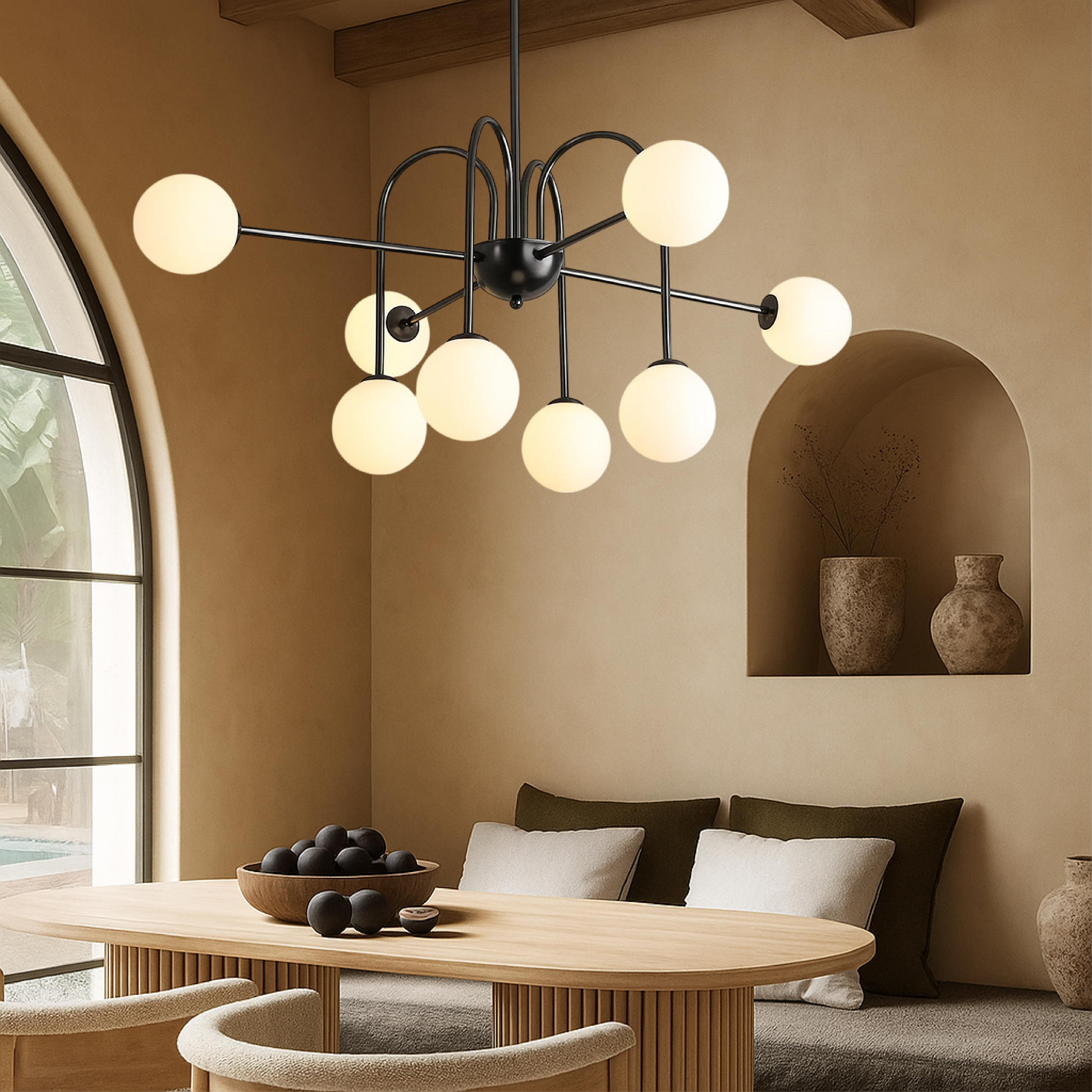 Lustre Contemporain en Verre | Design Artistique et Éclairage LED