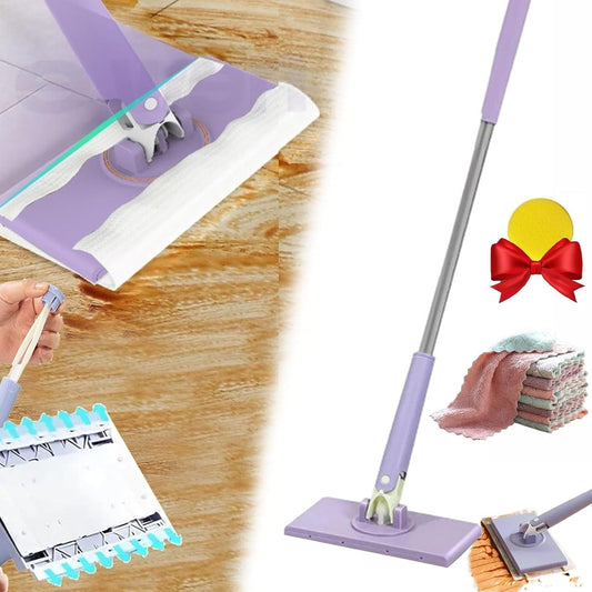 Mop de Nettoyage Écologique | Tête Pivotante à 360° et Chiffons Réutilisables