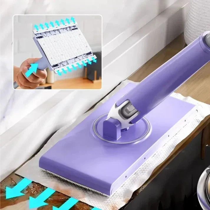 Mop de Nettoyage Écologique | Tête Pivotante à 360° et Chiffons Réutilisables