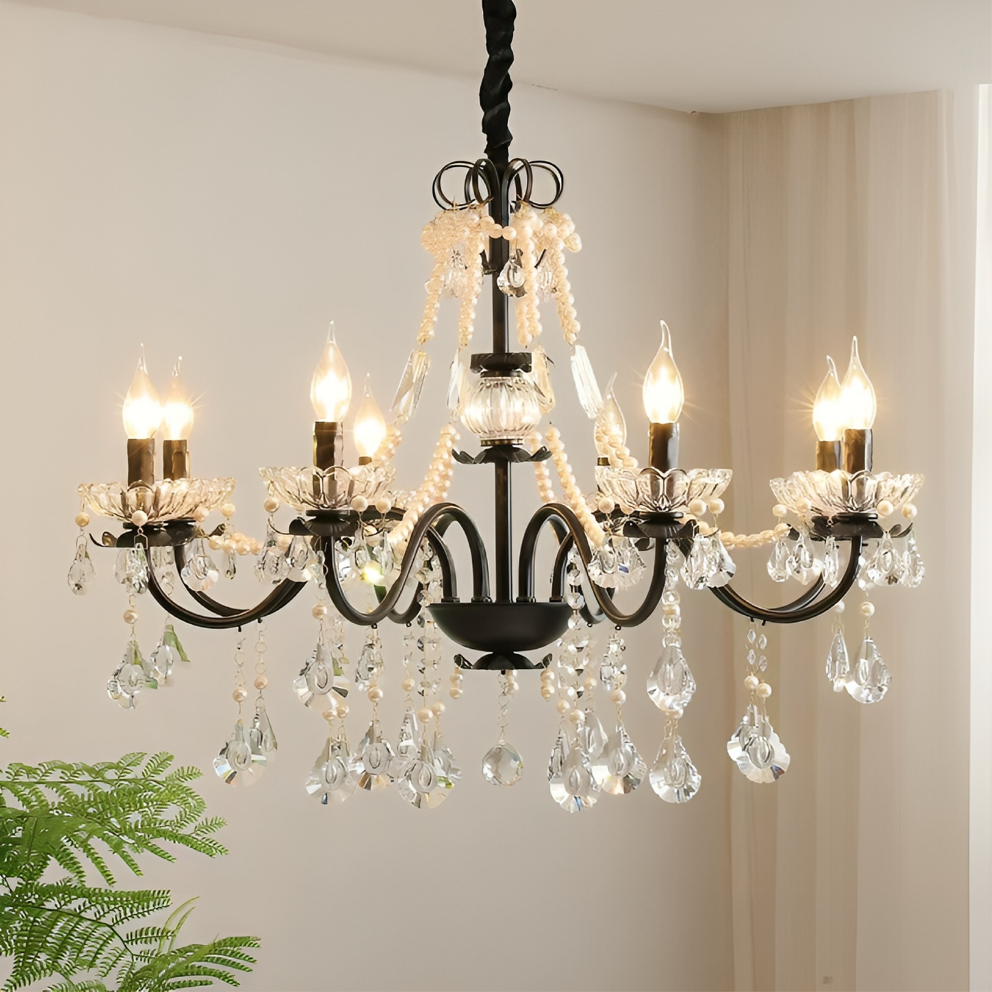 Lustre en Cristal Noir Contemporain | Élégance et Luxe pour Votre Intérieur
