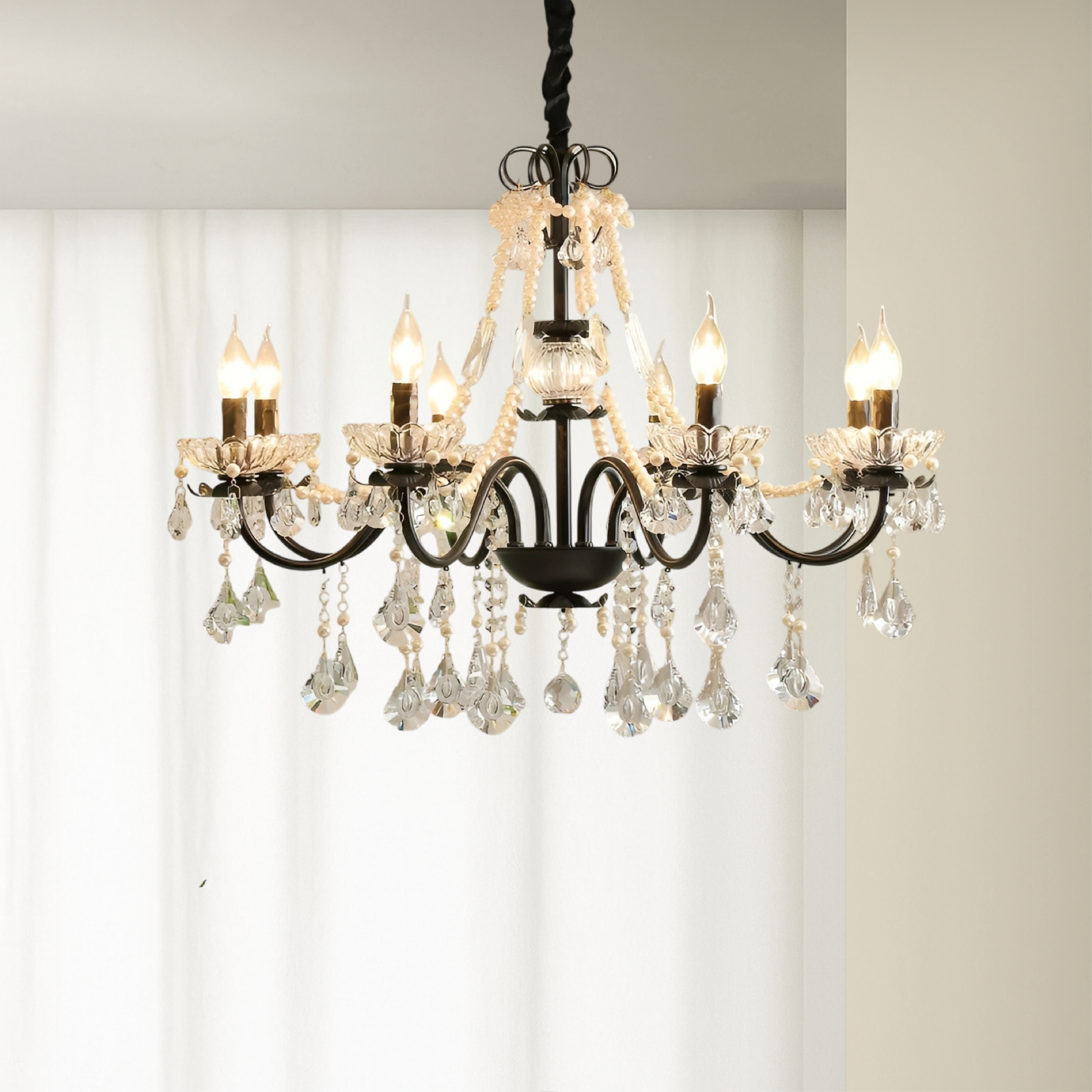 Lustre en Cristal Noir Contemporain | Élégance et Luxe pour Votre Intérieur