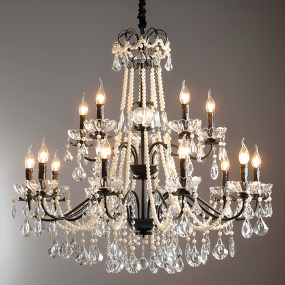 Lustre en Cristal Noir Contemporain | Élégance et Luxe pour Votre Intérieur