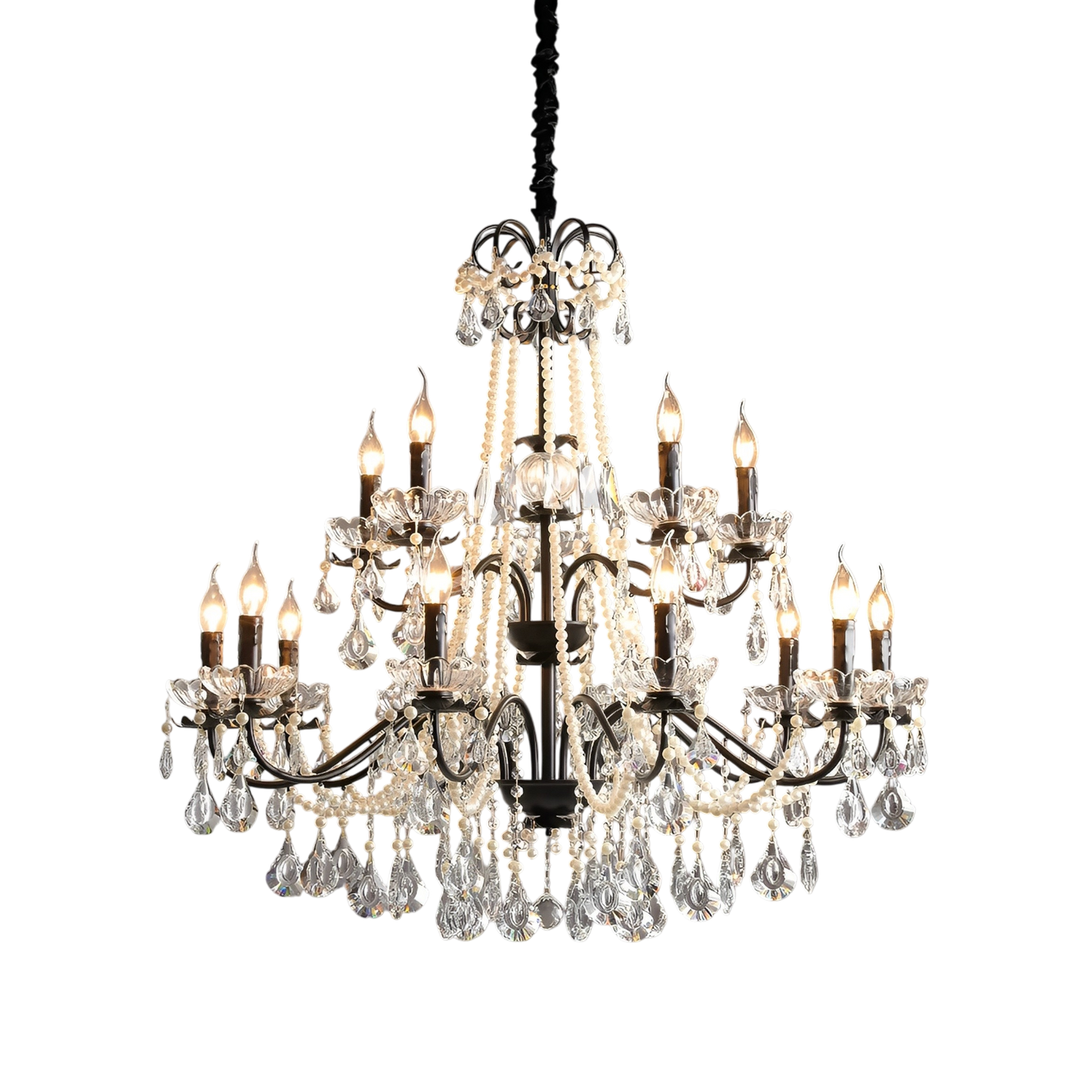 Lustre en Cristal Noir Contemporain | Élégance et Luxe pour Votre Intérieur