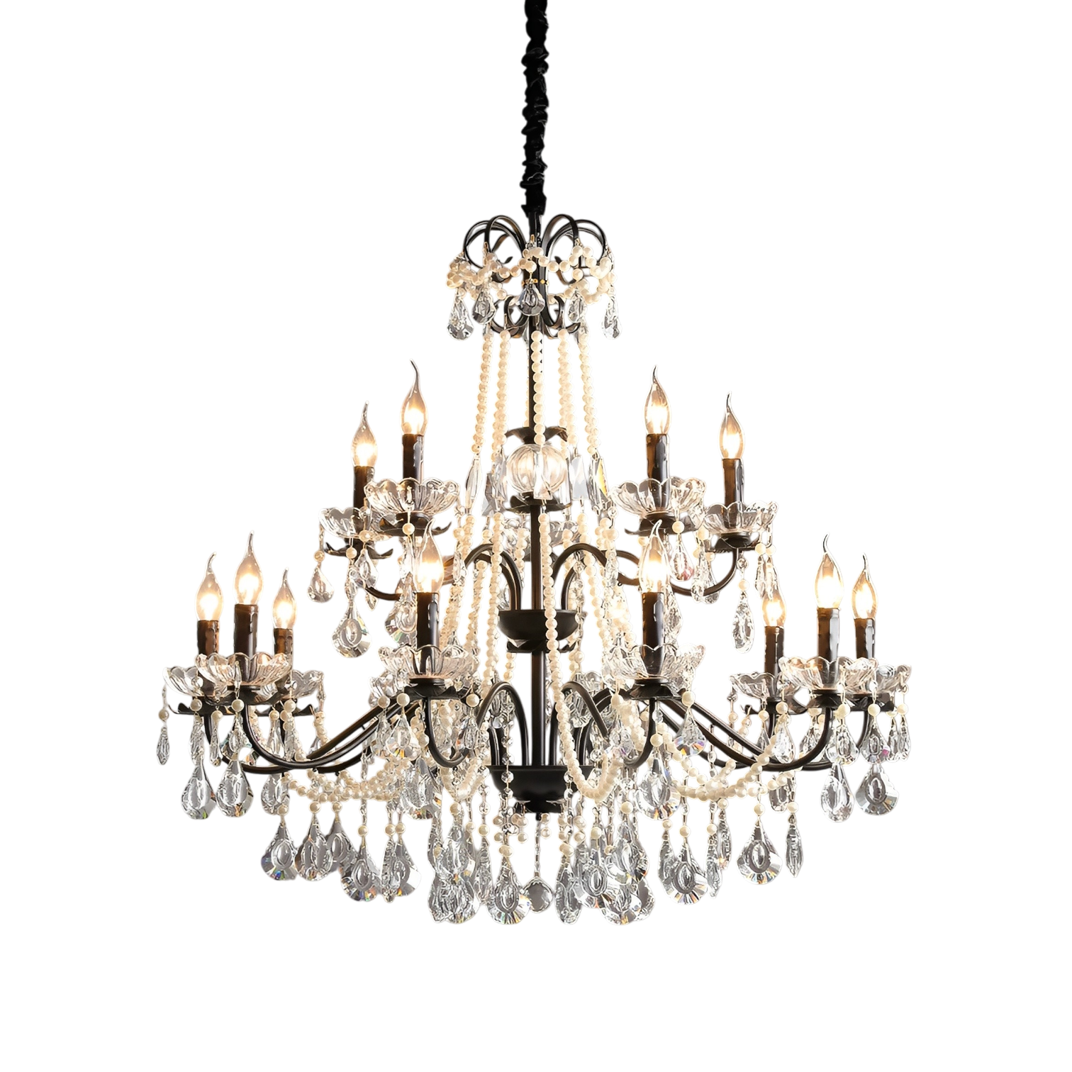Lustre en Cristal Noir Contemporain | Élégance et Luxe pour Votre Intérieur