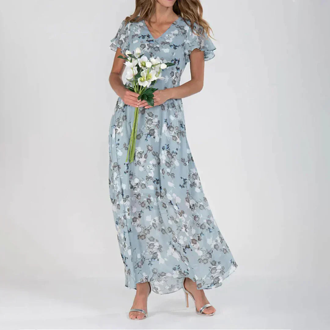 Robe Maxi Fleurie Vintage | Chiffon Léger et Confortable pour l'Été