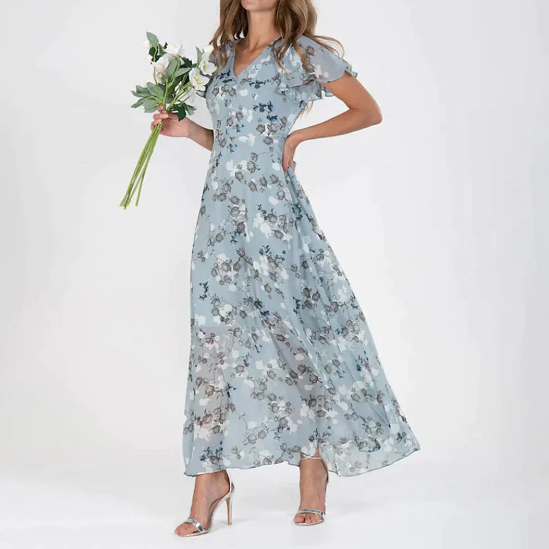 Robe Maxi Fleurie Vintage | Chiffon Léger et Confortable pour l'Été