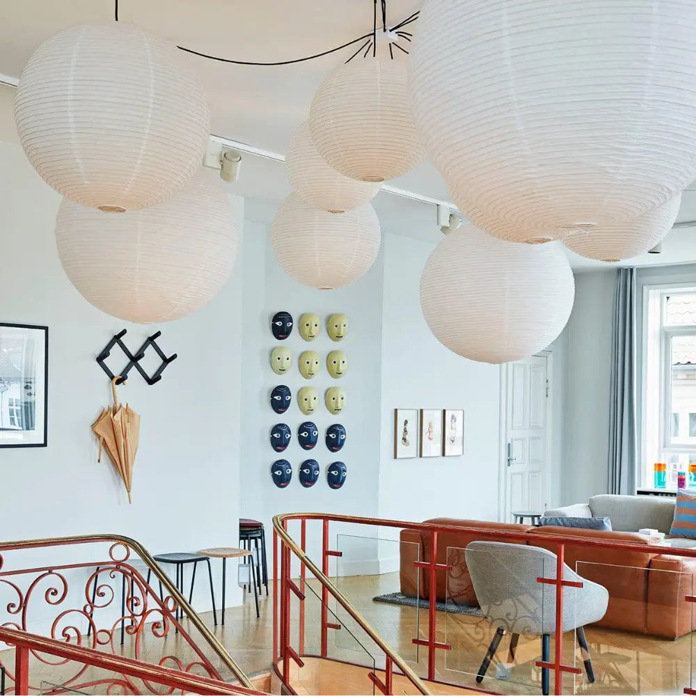 Lustre en Papier de Mulberry | Luminaire Suspendu à Hauteur Ajustable