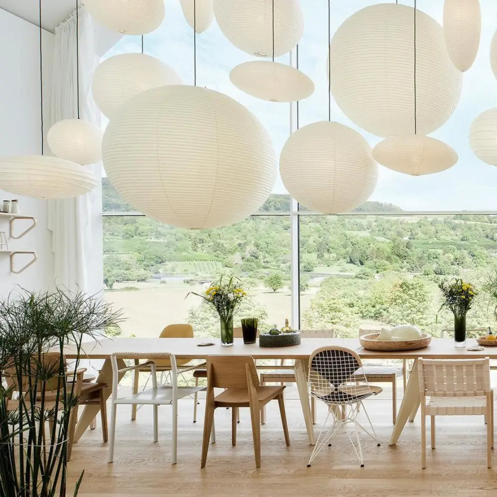 Lustre en Papier de Mulberry | Luminaire Suspendu à Hauteur Ajustable