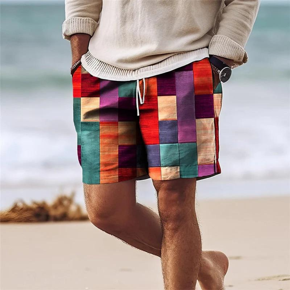Shorts d'été pour Hommes | Imprimé Géométrique Tendance et Confortable