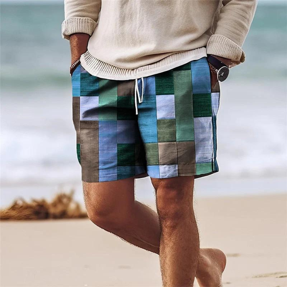 Shorts d'été pour Hommes | Imprimé Géométrique Tendance et Confortable