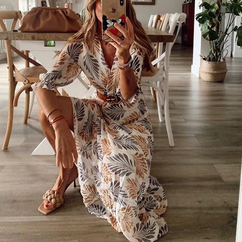 Robe Maxi Boho Femme | Décolleté en V Flatteur et Confort Optimal