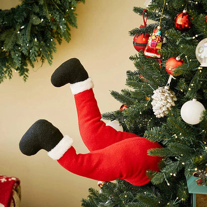 Décoration de Sapin de Noël en Peluche | Jambes de Père Noël Amusantes et Douces