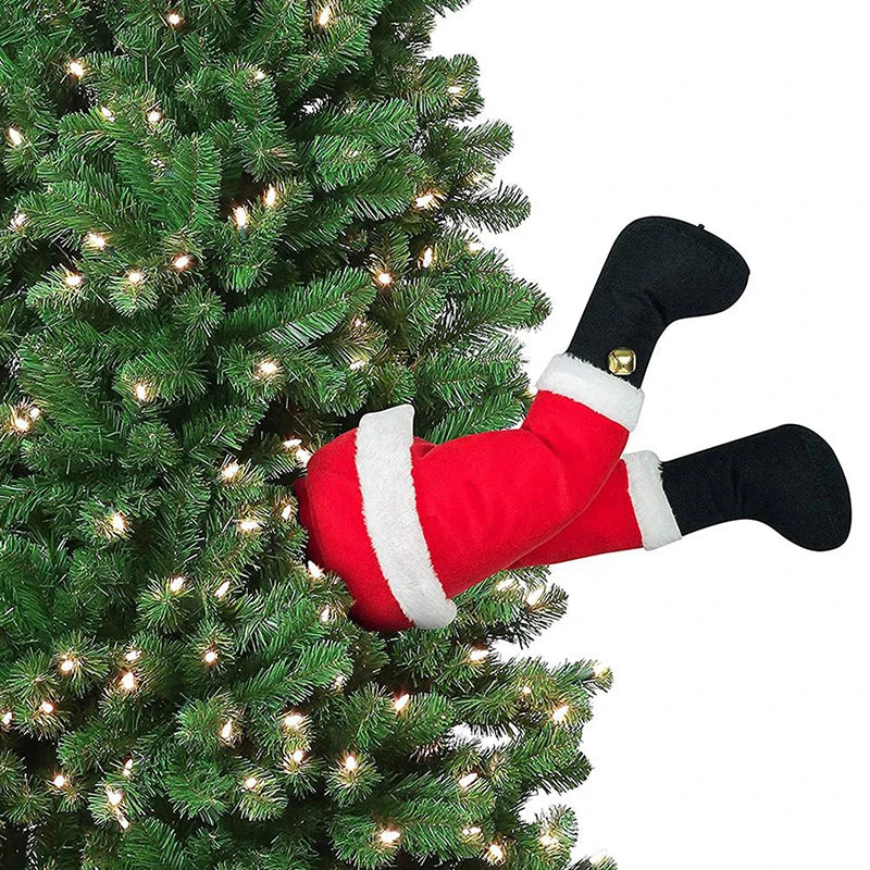 Décoration de Sapin de Noël en Peluche | Jambes de Père Noël Amusantes et Douces