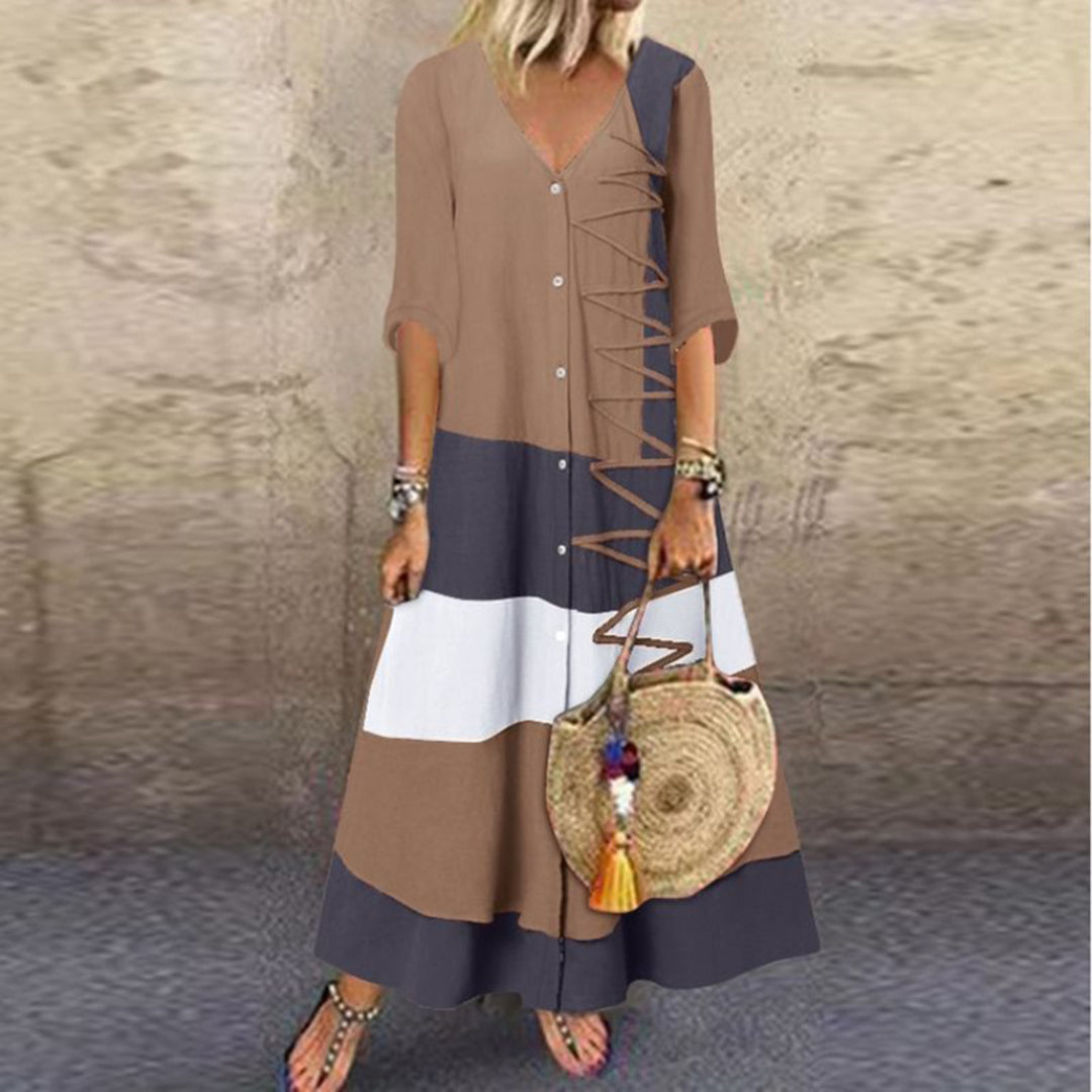 Robe Longue à Rayures pour Femmes | Élégante et Confortable pour Événements