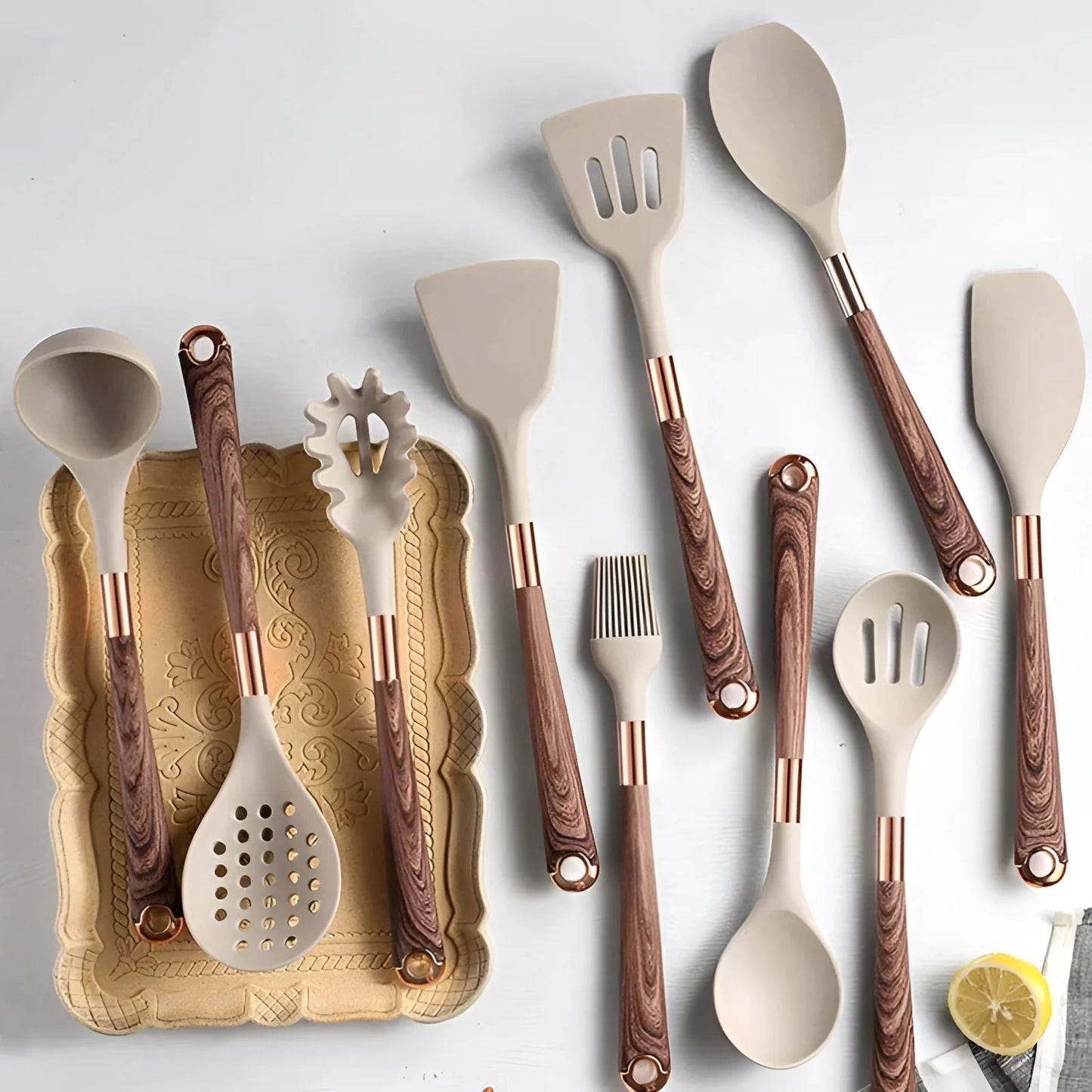 Ustensiles de Cuisine en Silicone | Ensemble Pratique et Élégant pour Chefs