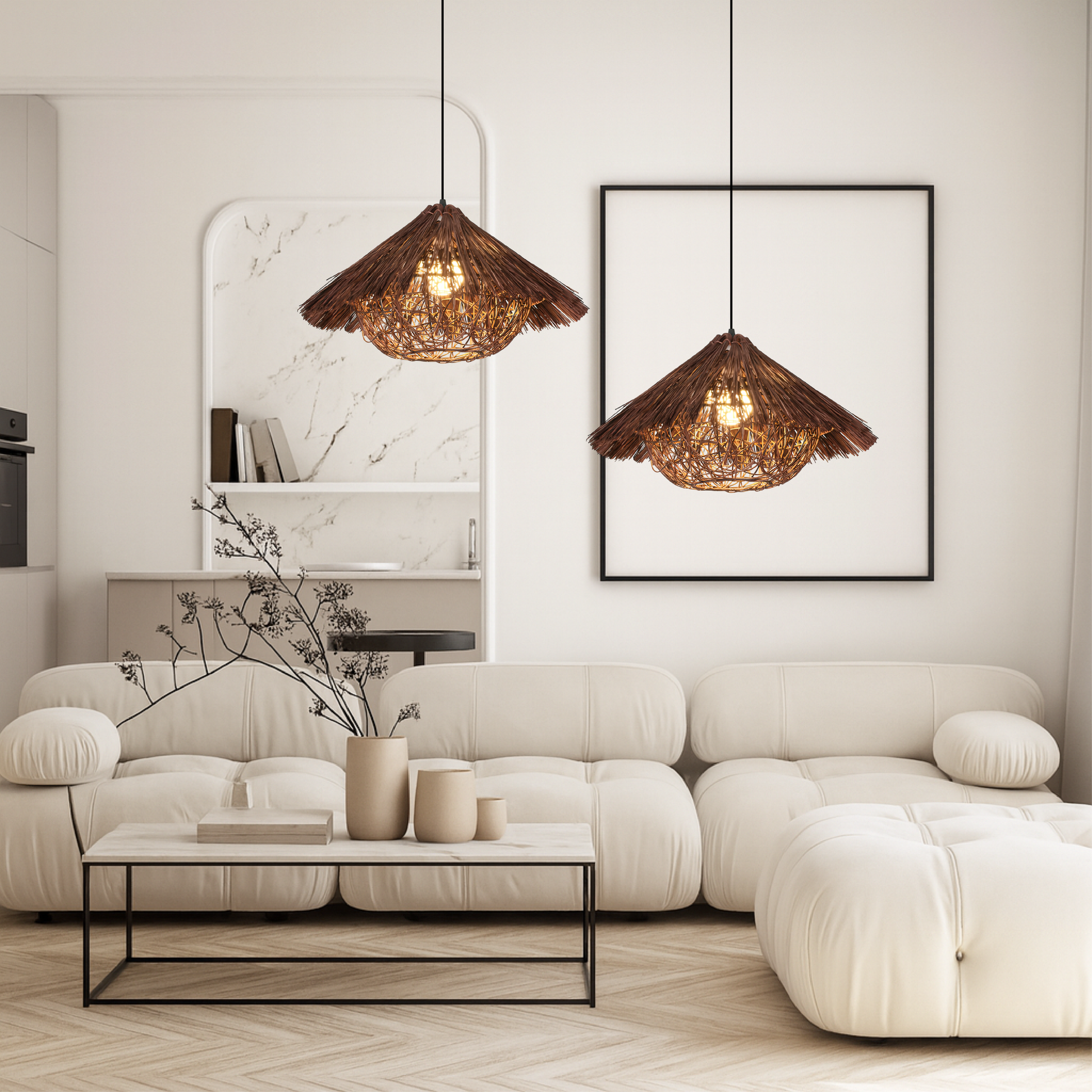 Lampe Suspendue en Rotin et Bambou | Élégance Artisanale et Ambiance Chaleureuse