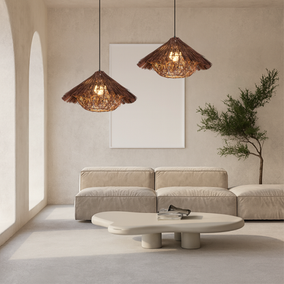 Lampe Suspendue en Rotin et Bambou | Élégance Artisanale et Ambiance Chaleureuse