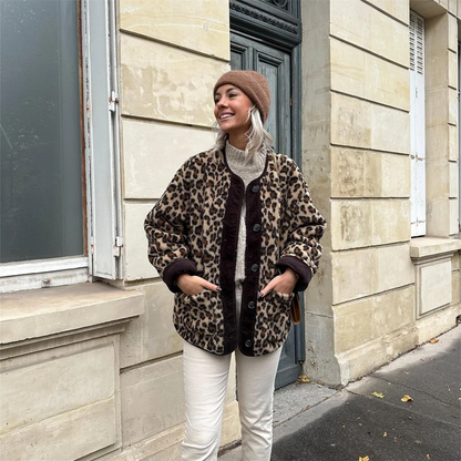 Veste en Laine Imprimé Léopard | Style Tendance et Confort Optimal
