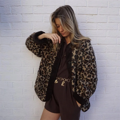 Veste en Laine Imprimé Léopard | Style Tendance et Confort Optimal