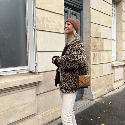 Veste en Laine Imprimé Léopard | Style Tendance et Confort Optimal