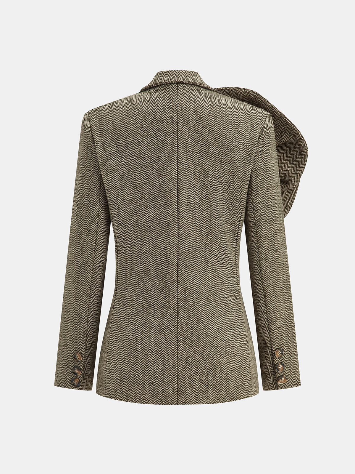 Blazer en Tweed à Bouton Unique | Fleurs 3D Artistiques et Élégantes